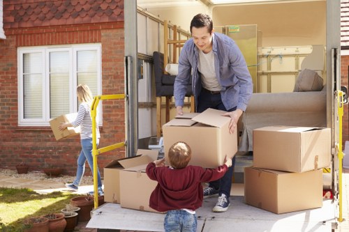 Truck loading space for furniture and boxes during a Merton move