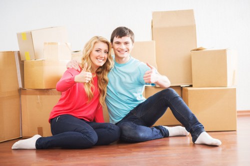 Boxes and household items prepared for a local Merton move